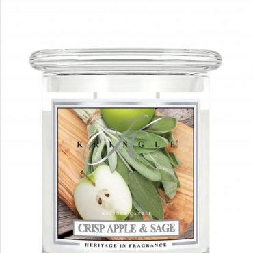  Kringle Candle - Crisp Apple & Sage - średni, klasyczny słoik (411g) z 2 knotami Świeca zapachowa